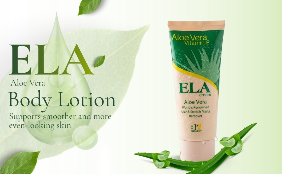 ELA Aloe Vera Body Lotion with Vitamin E for Deep Hydration, Soft Skin & Stretch Mark Care All Skin Types (pack of 1-200ml)