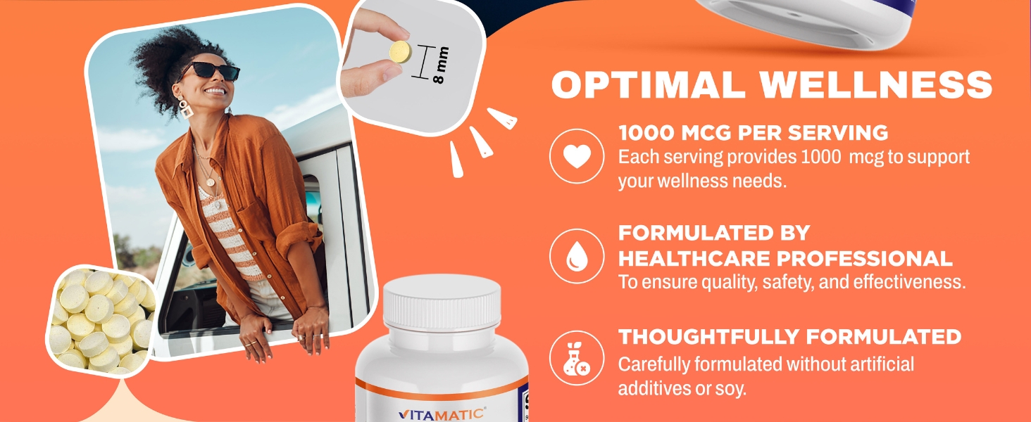 Vitamatic Folic Acid 1000 mcg (1 mg), 240 Vegetarian Tablets | Vitamin B9