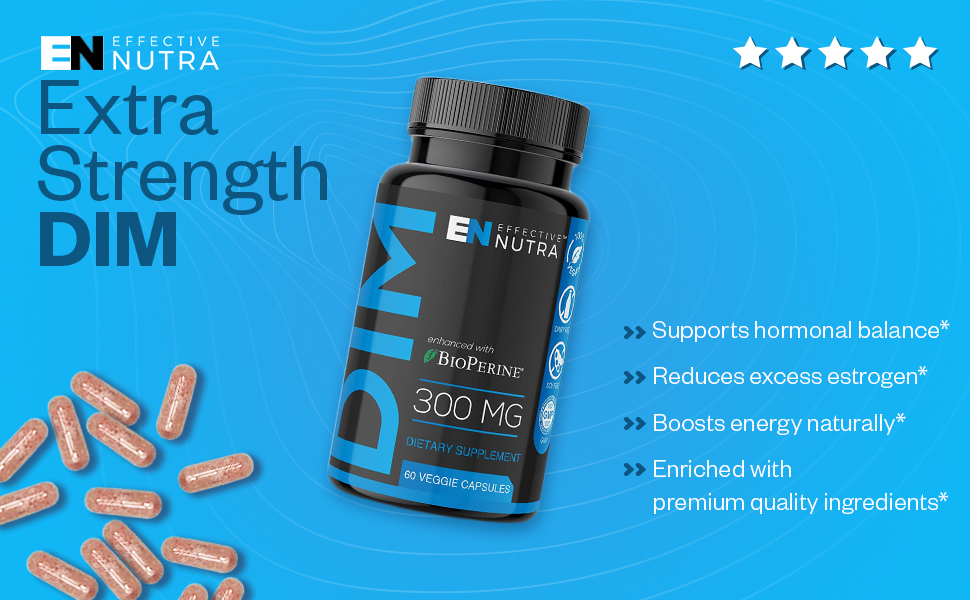 Effective Nutra DIM Supplement 300 mg with BioPerine, 60 Count