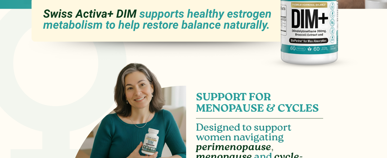 Swiss Activa+ Labs DIM Supplement for Women & Men, Estrogen Balance Support