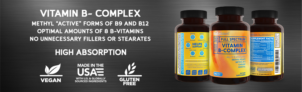 BioEmblem Vitamin B-Complex, 8 Active Forms Including Methyl, 90 Capsules