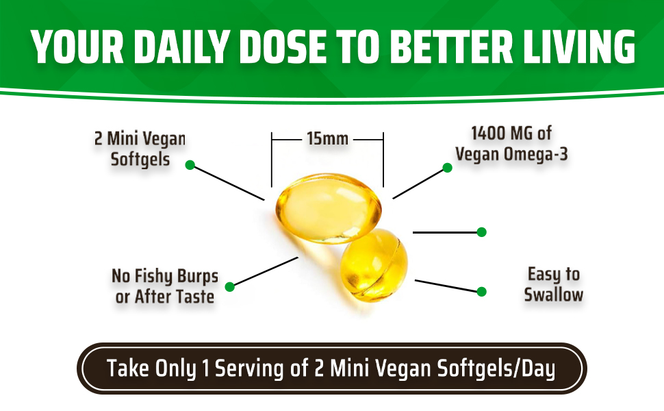 Algal Oil - Vegan DHA Omega 3 Fish Oil Supplements - Brain Booster,Supplement & Prenatal Vitamin -Provides Healthy Heart & Immune Support - Burpless Algae Supplement - 60 Mini Fish Softgels