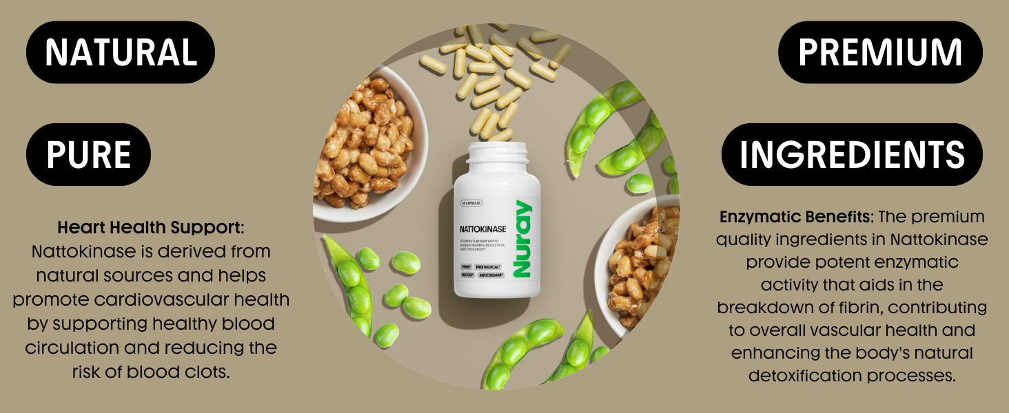 Nuray Nattokinase 150 mg, 20,000 FU per Serving – Supports Healthy Circulation and Vascular Function, 60 Vegetarian Capsules