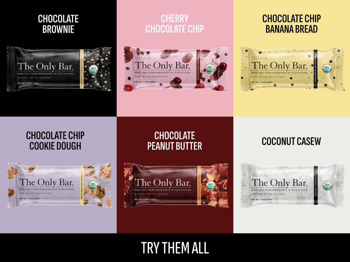 Truvani Plant Based Snack Bars | Cherry Chocolate Chip | 12 Pack