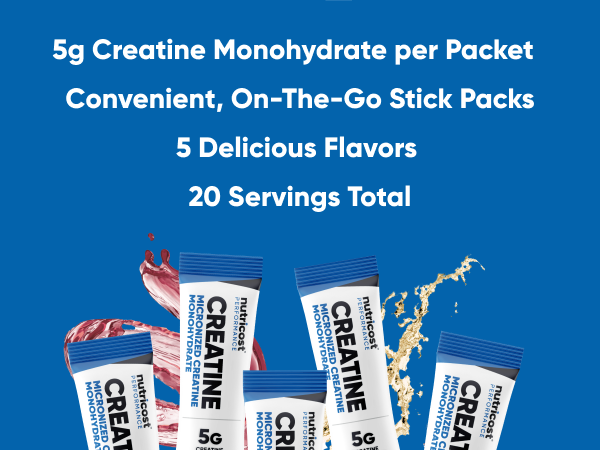 Nutricost Creatine Monohydrate Powder (Variety Stickpacks) 20 Servings