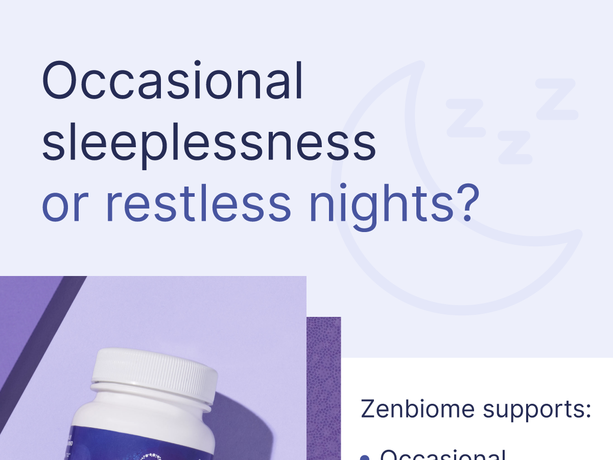 Microbiome Labs Zenbiome Sleep - L Theanine Supplement with Lemon Balm Extract & Probiotics with Bifidobacterium Longum - Help Soothe the Gut-Brain Axis at Bedtime (30 Capsules)