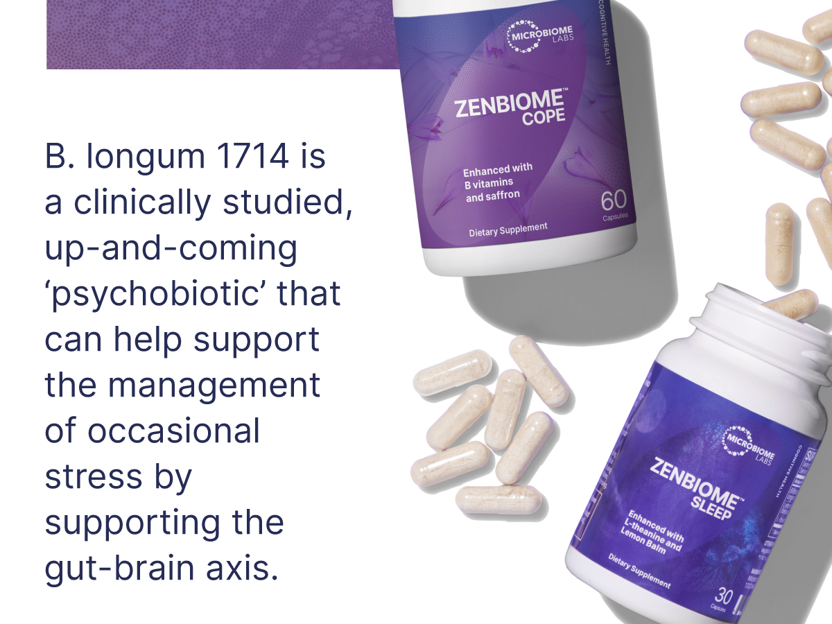 Microbiome Labs Zenbiome Sleep - L Theanine Supplement with Lemon Balm Extract & Probiotics with Bifidobacterium Longum - Help Soothe the Gut-Brain Axis at Bedtime (30 Capsules)