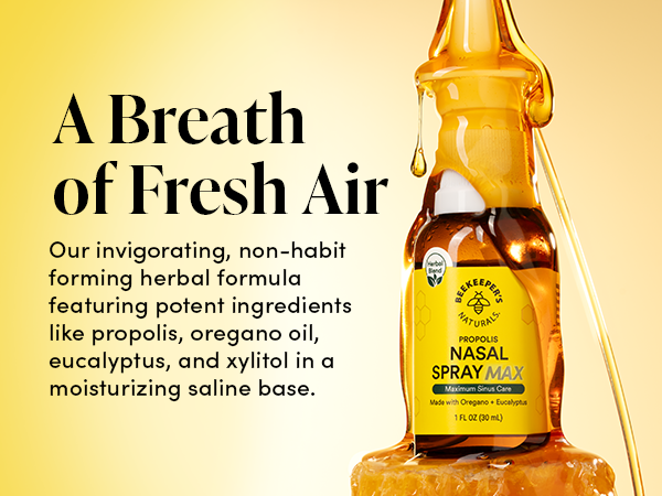 Beekeeper's Naturals Saline Nasal Spray Max, Cleanse & Clear Sinuses, 30 ml