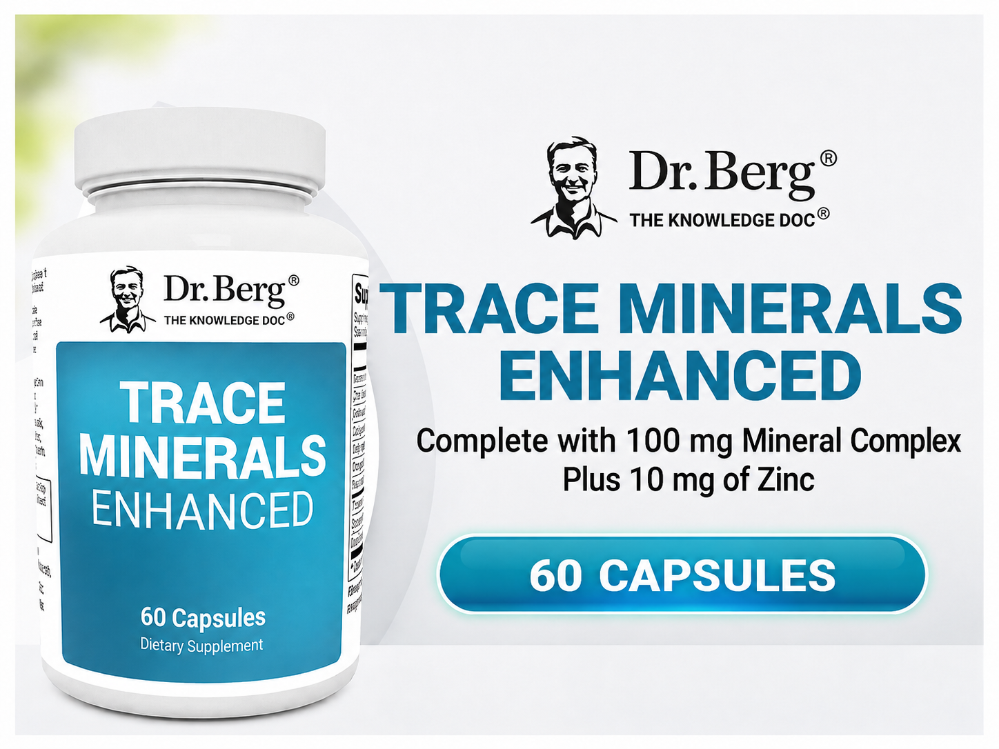 Dr. Berg Trace Minerals Enhanced | 100 mg Mineral Complex | 60 Capsules