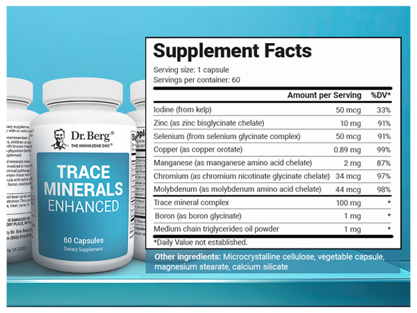 Dr. Berg Trace Minerals Enhanced | 100 mg Mineral Complex | 60 Capsules