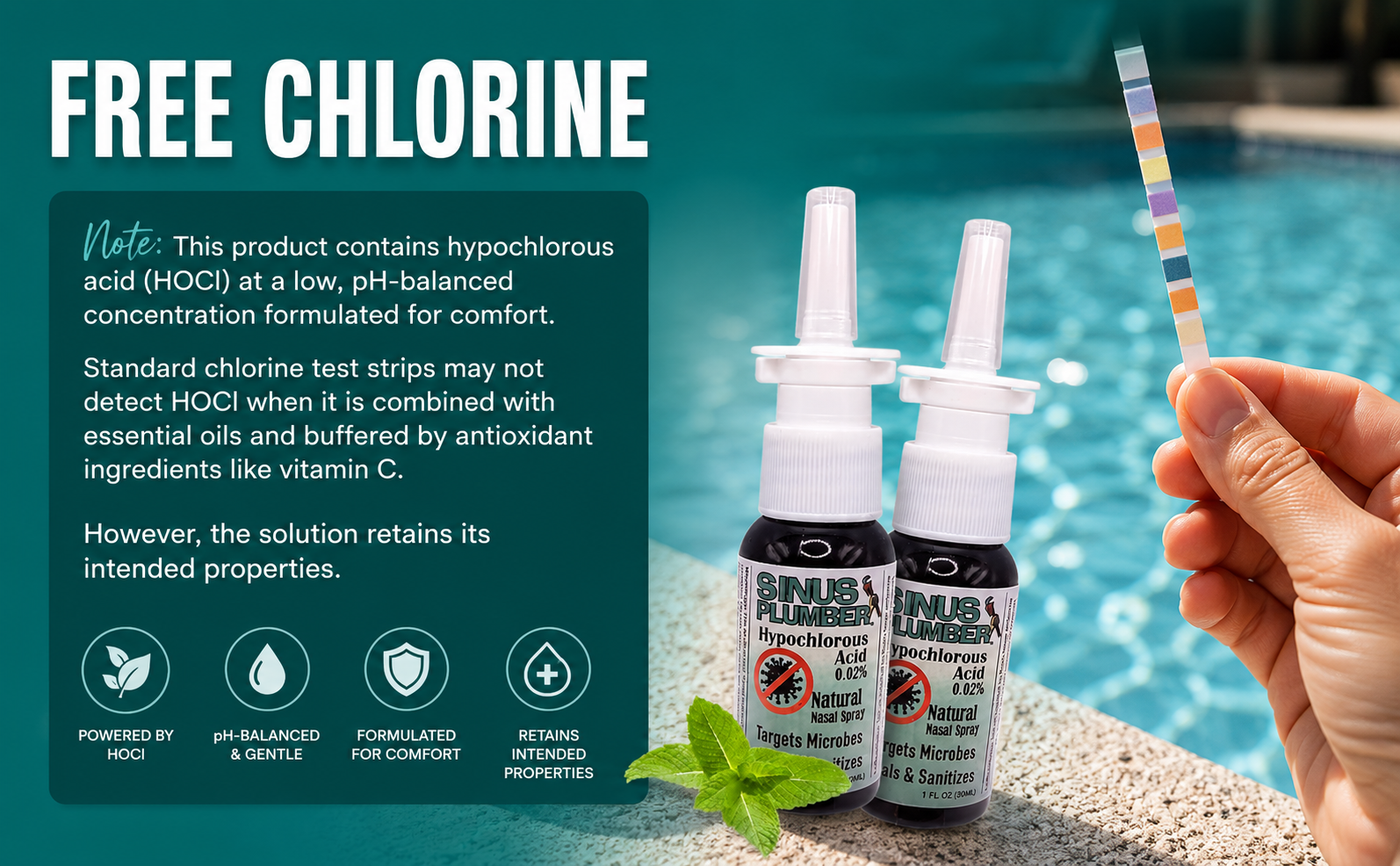 Sinus Plumber Hypochlorous Acid Nasal Spray Removes Bacteria | Cold Defense | 30 ml