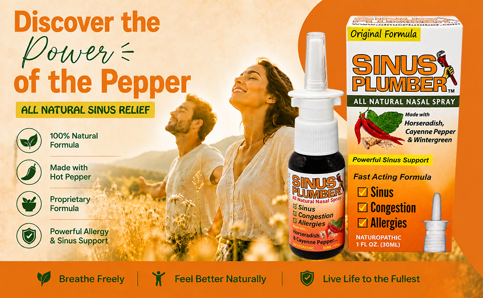 Sinus Plumber Pepper Nasal Spray – Sinus & Allergy – Natural Relief – Original Formula – 1 fl oz