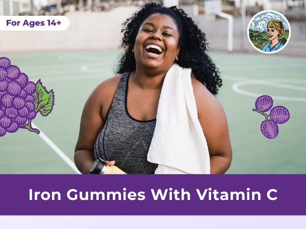 MaryRuth's Iron Gummies for 14+ with Vitamin C for Absorption | Sugar Free | Gummy Iron Supplement + VIT C | Energy Metabolism | Cellular Health | Immune Support | Vegan | Non-GMO | 60 Count