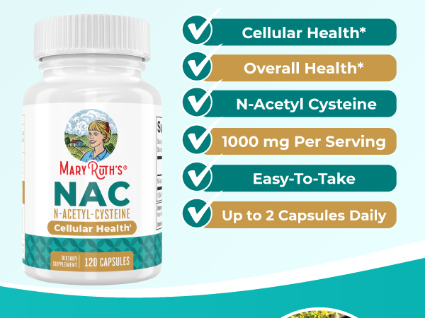 MARYRUTH'S NAC Supplement N-Acetyl Cysteine Capsules, Glutathione Precursor