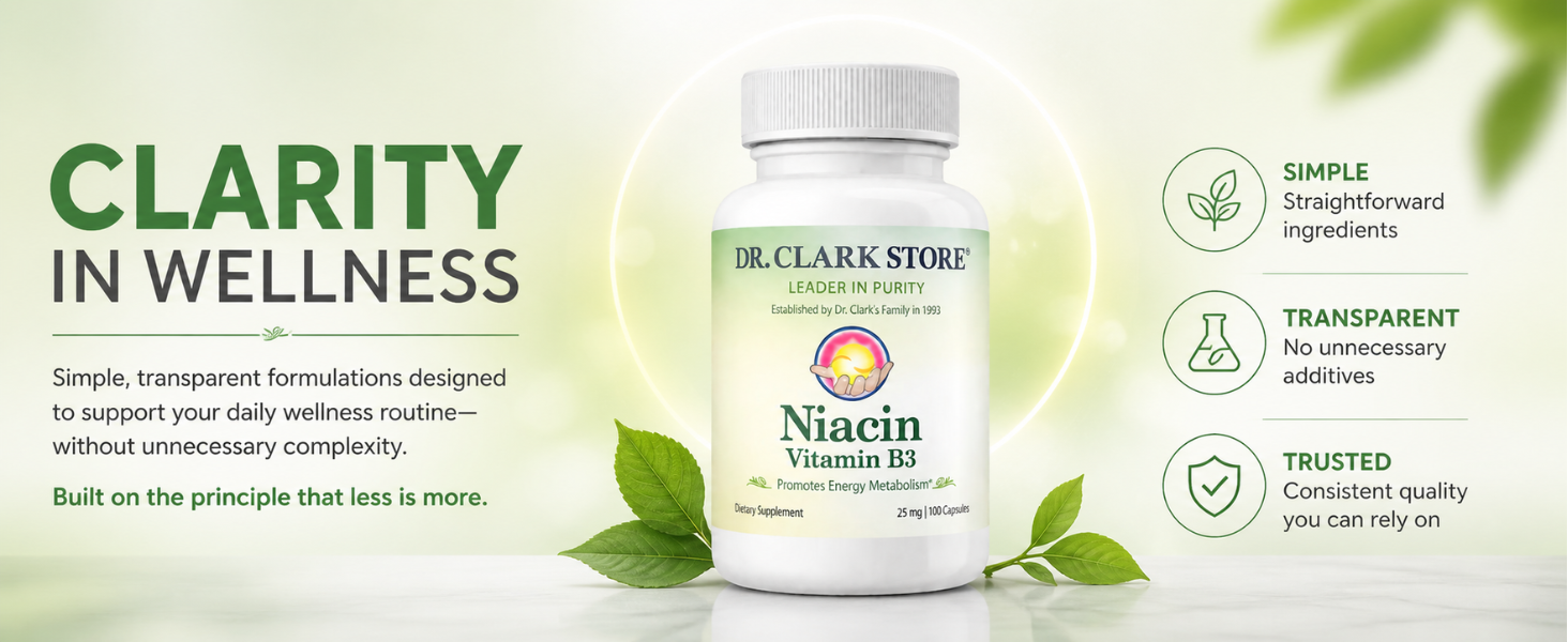 Dr Clark Store Niacin Supplement (Vitamin B3), 25mg, 100 Gelatin Capsules