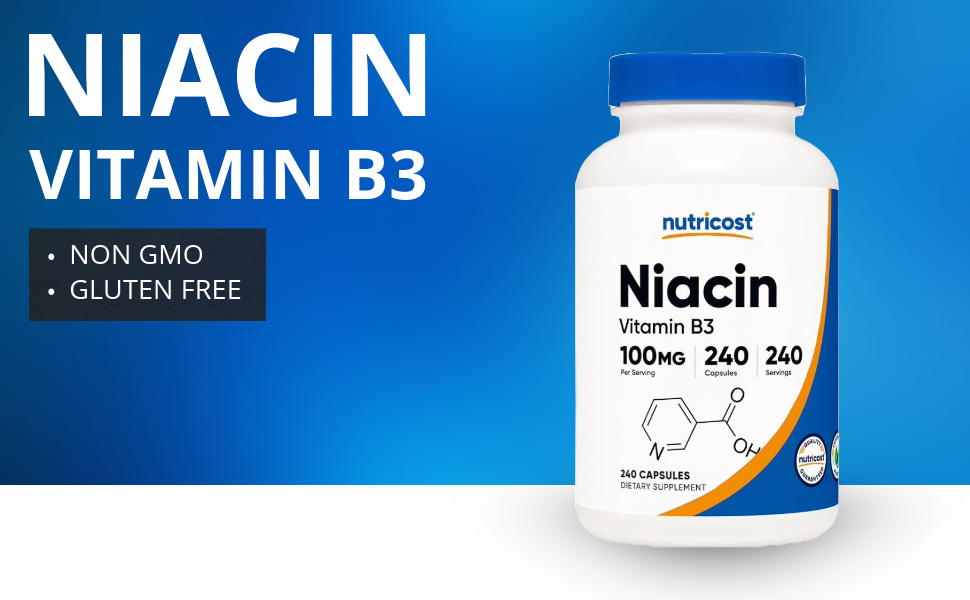 Nutricost Niacin (Vitamin B3) 100mg, 240 Capsules, with Flushing