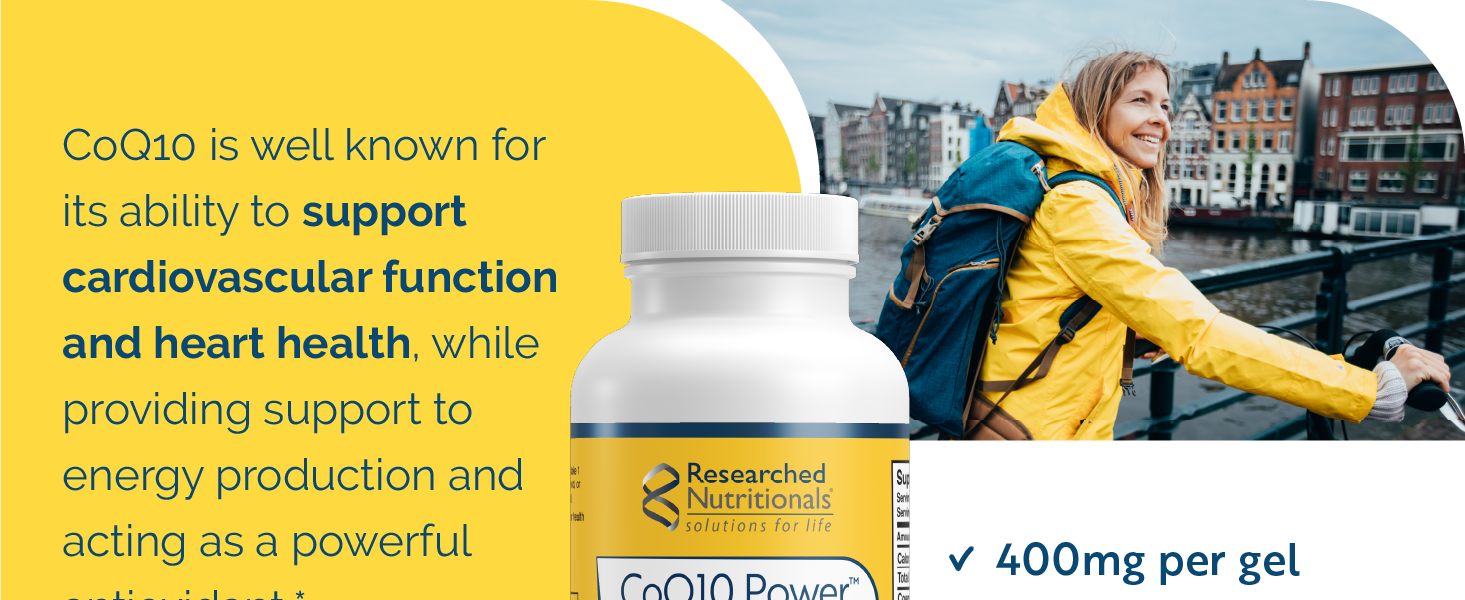 Researched Nutritionals CoQ10 400mg Softgels Heart Health Supplement, 60 Ct