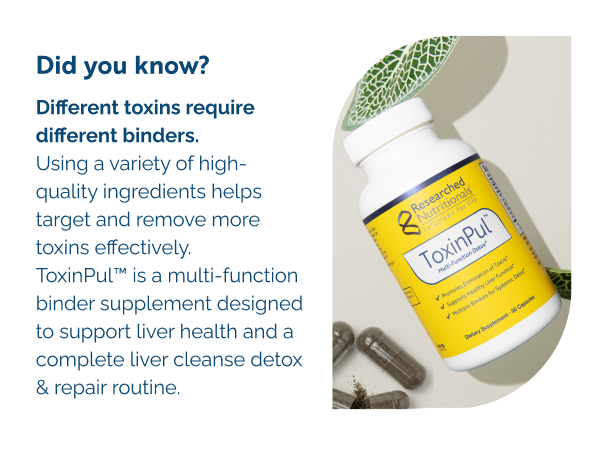 Researched Nutritionals ToxinPul - Kidney & Liver Cleanse Detox & Repair - Multi-Binder Formula with Humic Acid, Chlorella & Quercetin for Heavy Metals, Glyphosate & Toxin Removal (90 ct)
