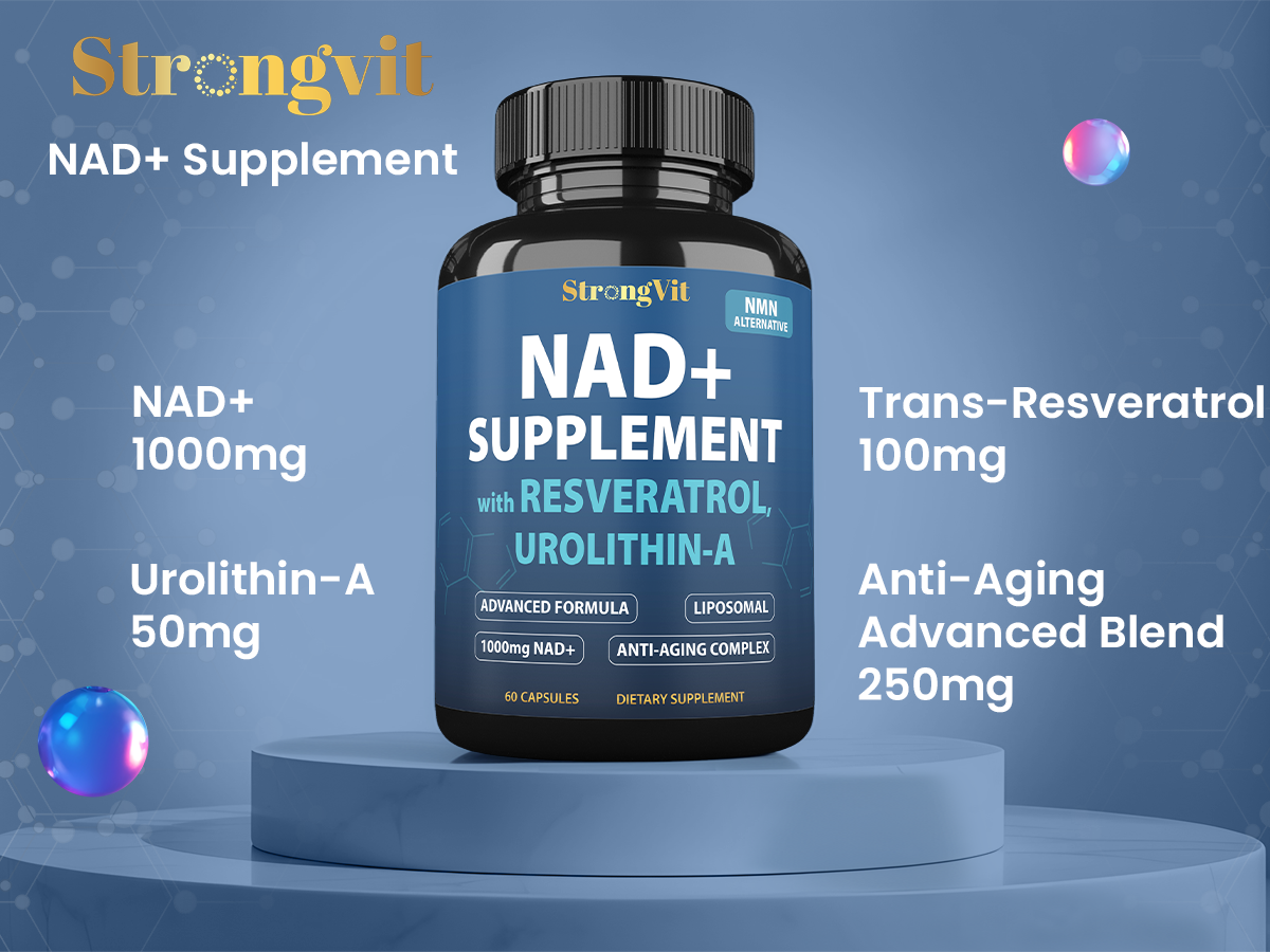 StrongVit NAD Resveratrol for Women & Men, Cellular Health, Energy, 60 Caps