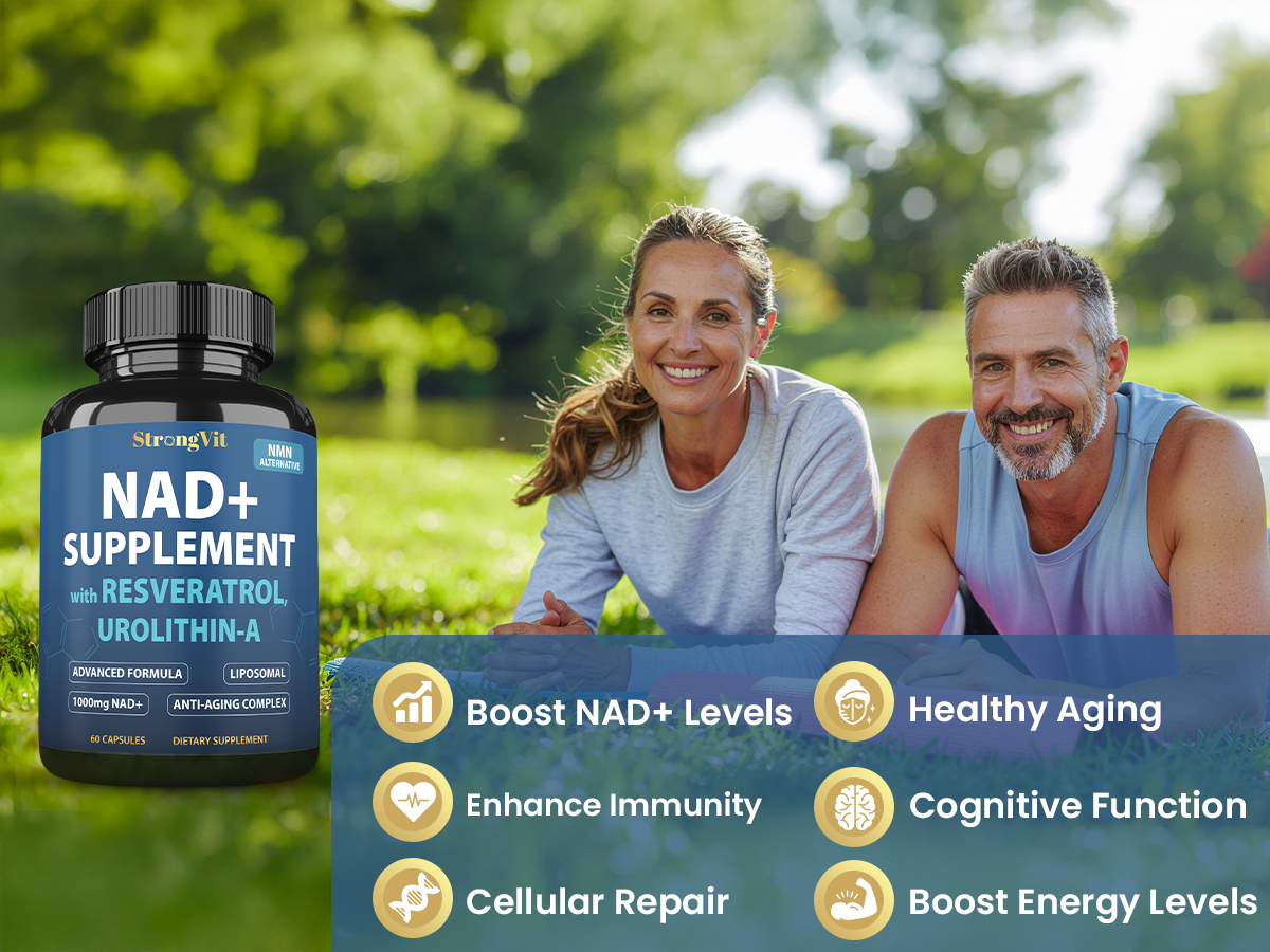 StrongVit NAD Resveratrol for Women & Men, Cellular Health, Energy, 60 Caps