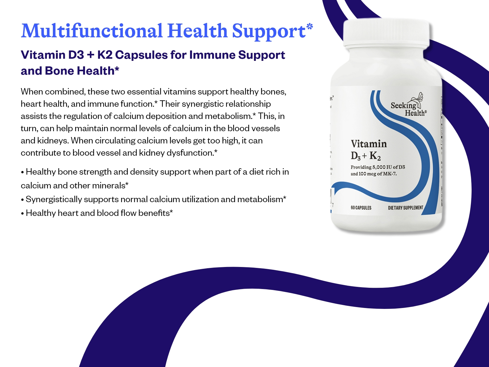 Vitamin D3 + K2 Seeking Health - 60 Vegetarian Capsules