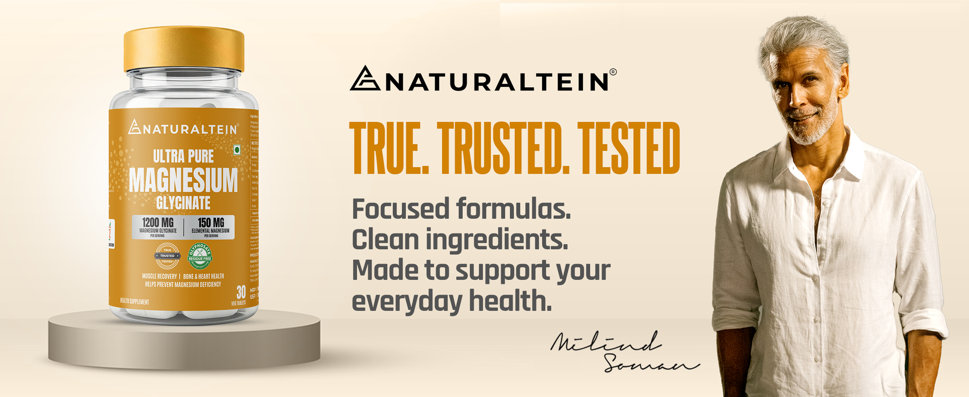 Naturaltein Magnesium Glycinate 1200mg (150mg Elemental) | Chelated High Absorption Magnesium | Supports Sleep Quality & Normal Muscle Function | Glyphosate Tested | 30 Tablets