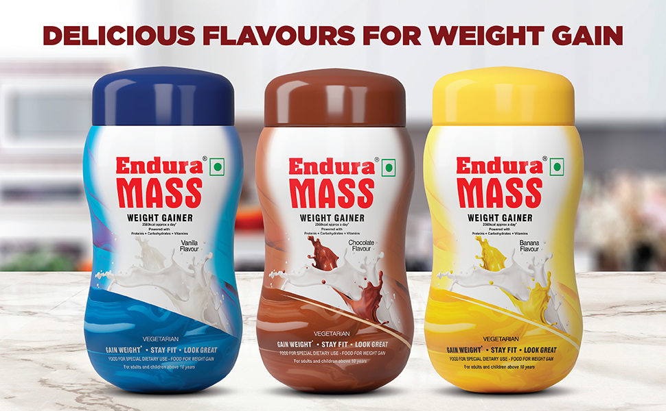 Endura Mass Weight Gainer Powder 500 G Chocolate Flavour|Unique Blend Of 3 Sources Of Protein,Carbs,Vitamins & Essential Minerals|For Children Above 10 Years,Men,Women & Athletes,1 Count,16 Servings