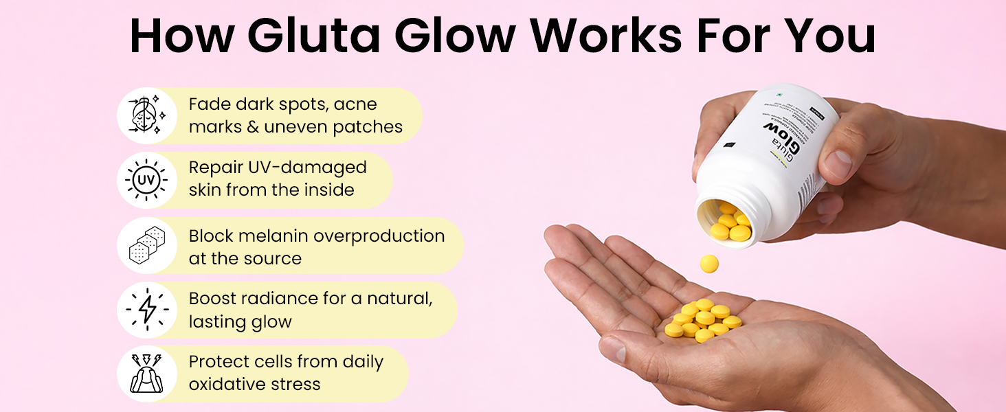 Dr. Su Gluta Glow Supplement | Liposomal Glutathione with 500 mg L-Glutathione along with Vitamin C, E, Zinc, Selenium & NAC | For Pigmentation, Dull & UV-Damaged Skin | 2 Tablets/Day | 60 Capsules | Unisex | Skin Radiance Support