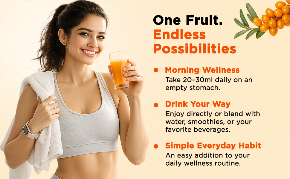 4U Nutrition Sea Buckthorn Juice 500ml (Pack of 4) | Natural Antioxidant Beverage with Vitamin C, Omega 3, 6, 7, 9 | Sea Buckthorn Pulp Concentrate for Daily Wellness & Total Body Care | For Men & Women