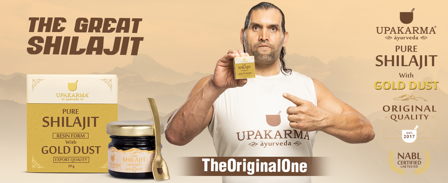 UPAKARMA Pure Shilajit Resin with Gold Dust 20g | Potent 300mg/serving | Extensive Global Sourcing | Potent Ayurvedic Formula with 24 Carat Gold | Lab-Tested Purity | 66 Servings