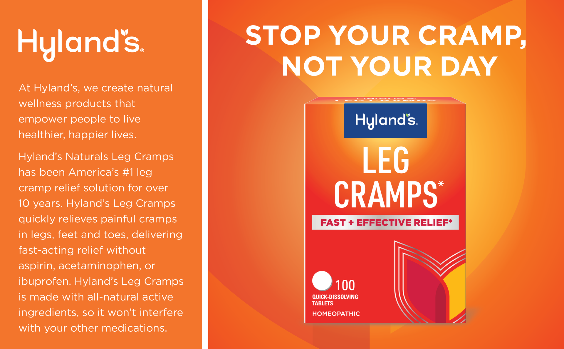 Hyland's Leg Cramps, Fast Relief of Leg, Calf, and Foot Cramps, 100ct