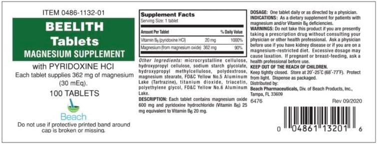 Beach Pharmaceutical *** BEELITH TAB 100Tablets 3