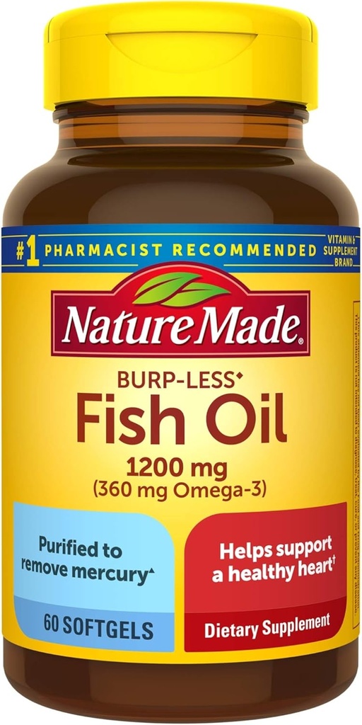 Nature Made Burp-Less Ultra Omega-3 from Fish Oil 1400 mg, Dietary Supplement for Healthy Heart Support, 45 Softgels, 45 Day Supply 5