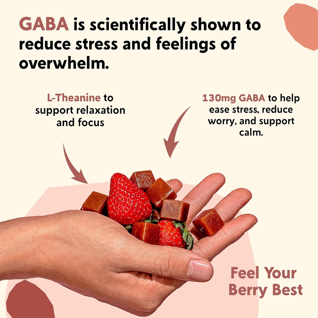 PYM Berry Mood Chews Support for Stress, Worry & Overwhelm, 120 Count | 130mg GABA, 90mg L-Theanine | Vegan, Non-GMO, Gluten-Free, No Added Sugar | All-Natural Mood Balance Supplement Made in USA 6