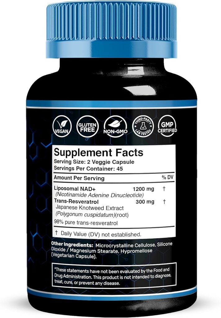 WELLNESS LABSRX NAD Supplement, 1500mg - Liposomal NAD+ Supplement with Resveratrol, NAD Plus Boosting - Support Cellular Health & Healthy Aging - Ultra Strength Capsules, USA Made - 3 Pack 4
