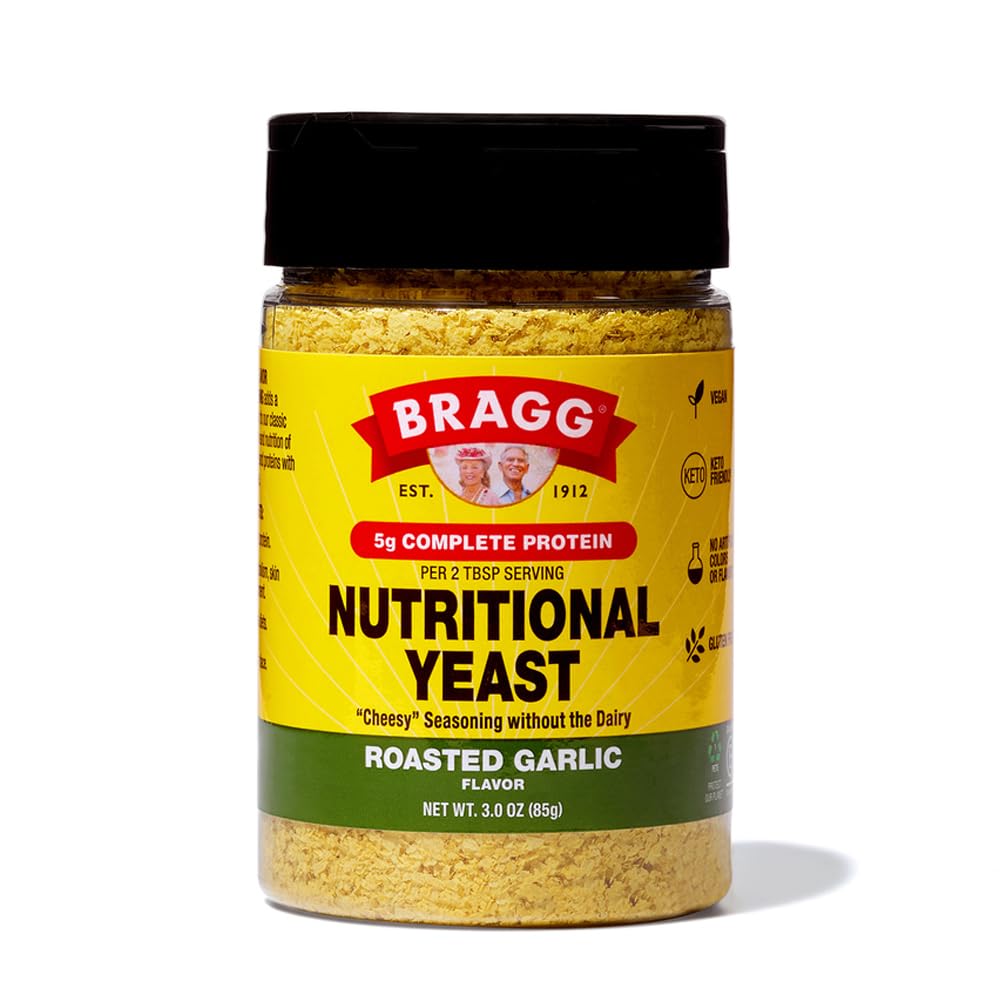 Bragg Nutritional Yeast Roasted Garlic Seasoning - 3 oz - Dairy-Free Parmesan Cheese Substitute - Perfect for Salads, Pastas, Popcorn, and More 2