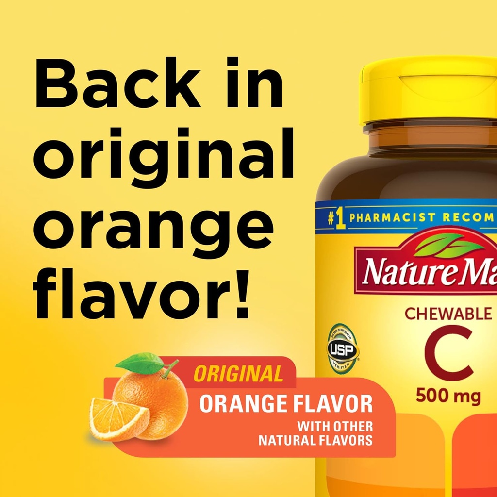 Nature Made Chewable Vitamin C 500 mg Tablets, 150 Count Value Size to Help Support the Immune System (Pack of 3) 3