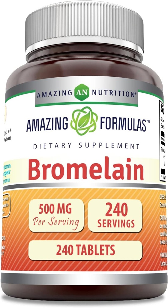 Amazing Formulas Bromelain 500 Mg Tablets Supplement | Non-GMO | Gluten Free | Made in USA (120 Count | 3 Pack) 5