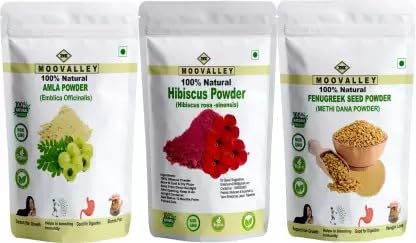 Combo organic Dried Amla, Hibiscus and Methi (Fenugreek) Powder (Each 100 Gram/3.5 Ounce) Hyllanthus Emblica Hibiscus Rosa-Sinensis Trigonella Foenum-Graecum 2