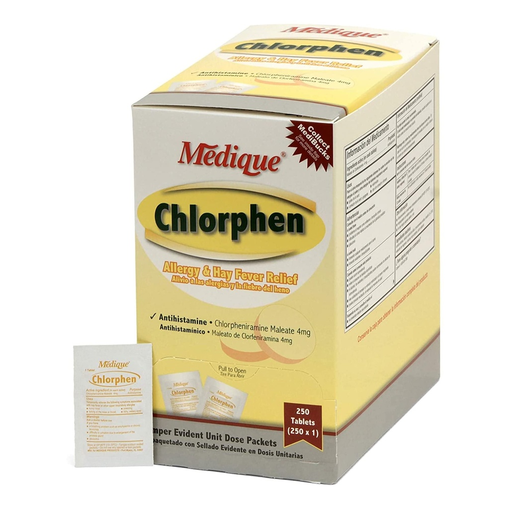 Medique Chlorphen Allergy Relief 4 mg Chlorpheniramine Maleate Tablet, 1 per låda