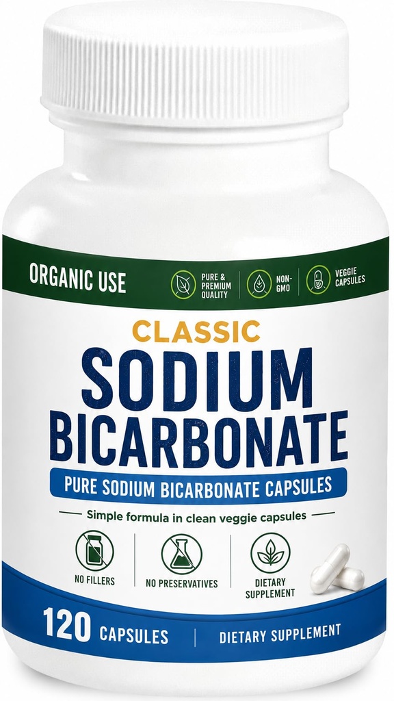 Klassisk natriumbikarbonat 650mg naturlig organisk användning natriumbikarbonatpulver piller natriumbikarbonat tabletter (kapslar) magsyra Alkalinitet 120caps