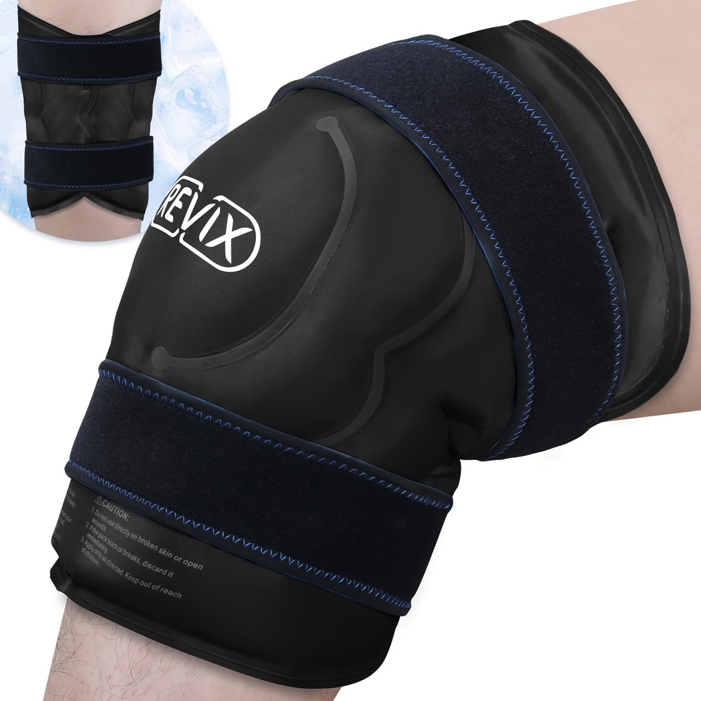 REVIX 20''' XXXL Återanvändbar Ice Knee Wrap för obehagsminskning, Extra stor kall terapi Gel Pack för Knee, Back, Shoulder Relaxation och Post-Workout Recovery, Soft Plush Lining Cold Pack
