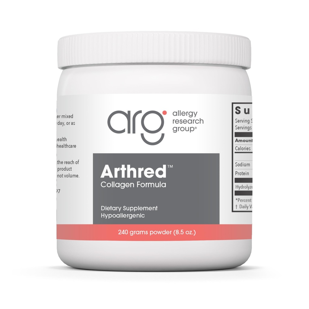 Allergy Research Group Arthred Supplement - Collagen Powder för män och kvinnor, 10,5g Collagen Peptides, Bovine Sourced, Arthred Powder, Collagen Formel, Hydrolyzed Collagen - 8,5 Oz