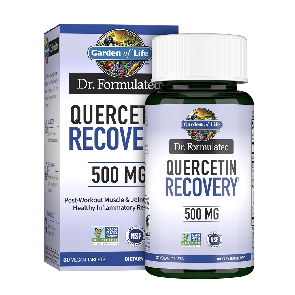 Garden of Life Quercetin Post Workout Recovery med Zink, gurkmeja och grönt te - Dr Formulerad - Hälsosamt inflammatoriskt svar och gemensamt stöd - Glutenfri och icke GMO - 30 tabletter
