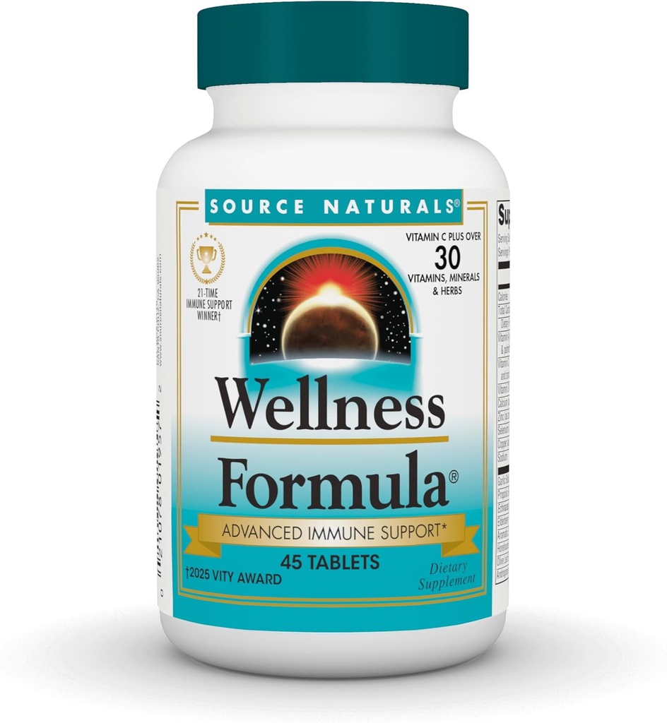 Källa Naturals Wellness Formel Biojusterade Vitaminer - Immun System Support Supplement & Immunity Booster* - 45 tabletter