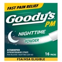 Goody's Nighttime Powder, Pain Reliever & Sleep Aid med Acetaminophen & Diphenhydramine Citrate, koffeinfri, 16 greve