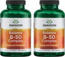 Swanson B-50 B-Complex - B Vitamin Complex med hög styrka och biotillgänglighet - Främjar immunsystemsupport, hjälper hjärthälsa och stöder hälsosamt nervsystem - (250 kapslar) (2 Pack)