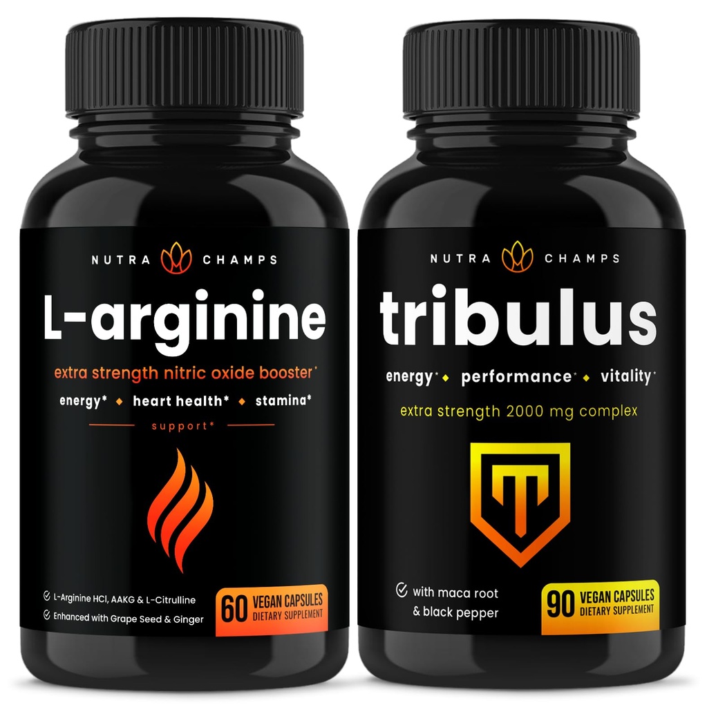 NutraChamps L-Arginine Capsules och Tribulus Capsules 2 Pack Bundle