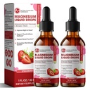M tum Magnesium Glycinate Liquid, High Absorption Magnesium Liquid Drops med Cellulose Fiber, Bromelain, Vitamin B6, C, D, Zink, Magnesium Supplement för barn och vuxna, Strawberry Flavor, 2 Pack