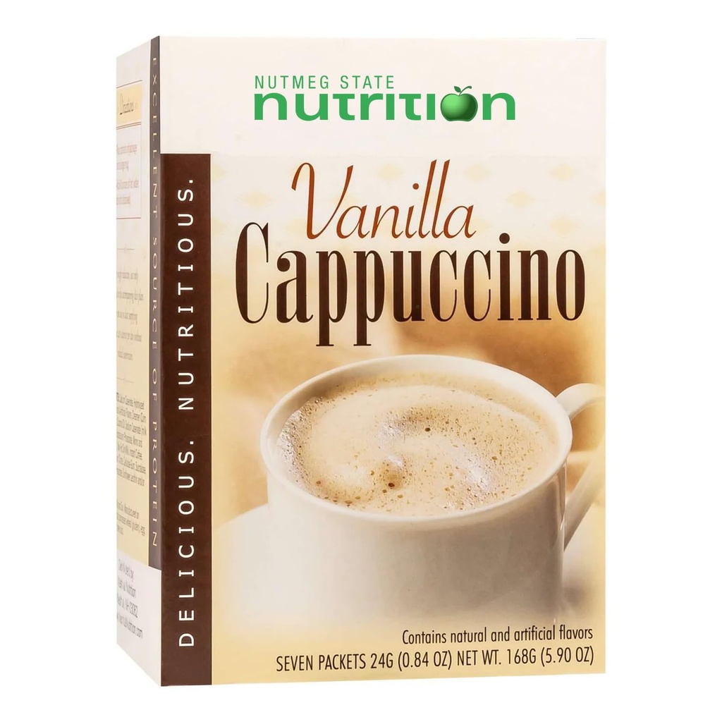 Nutmeg State Nutrition HealthyWise - High Protein Diet Drink - Viktminskning Cappuccino - 15g Protein - Låg Kalori - Låg Carb - Låg socker - 7 portioner Per Box (Vanilla Cappuccino)
